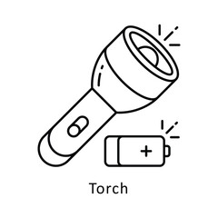 Torch vector  outline Design illustration. Symbol on White background EPS 10 File