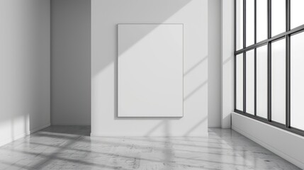 Fototapeta premium empty wall with blank canvas for wall art mockup template, copy space, product concepts. interior design