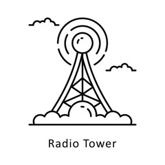 Radio Tower vector  outline Design illustration. Symbol on White background EPS 10 File