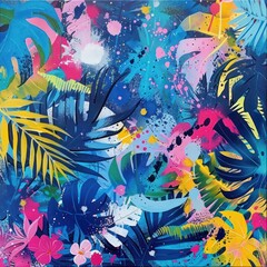 Vibrant abstract painting with colorful splashes and strokes