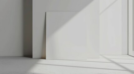 Fototapeta premium blank canvas mockup template with minimalistic interior on empty wall