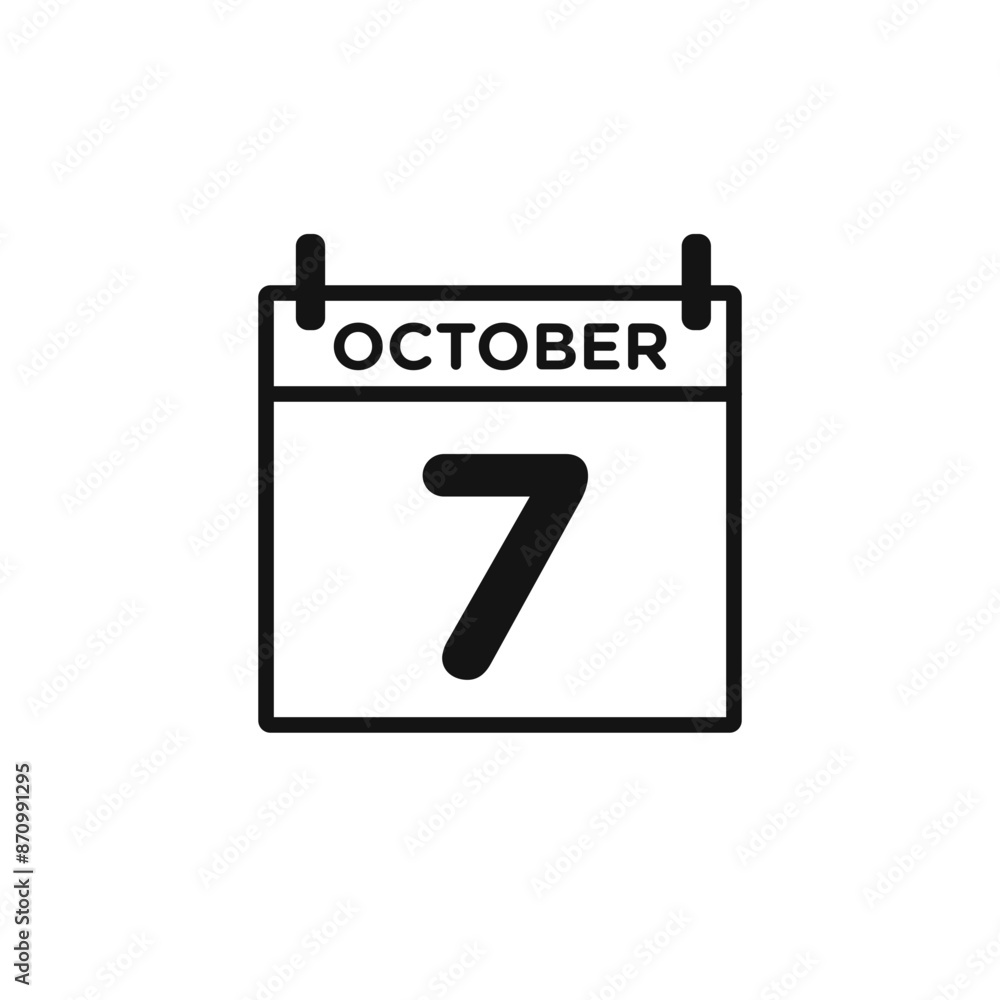 Poster 7 october date icon vector set collection for web