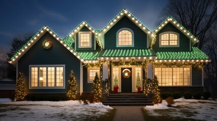 Obraz premium adorned christmas lights green