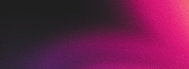 Grainy magenta pink purple black noisy background, dark vibrant color gradient banner backdrop design