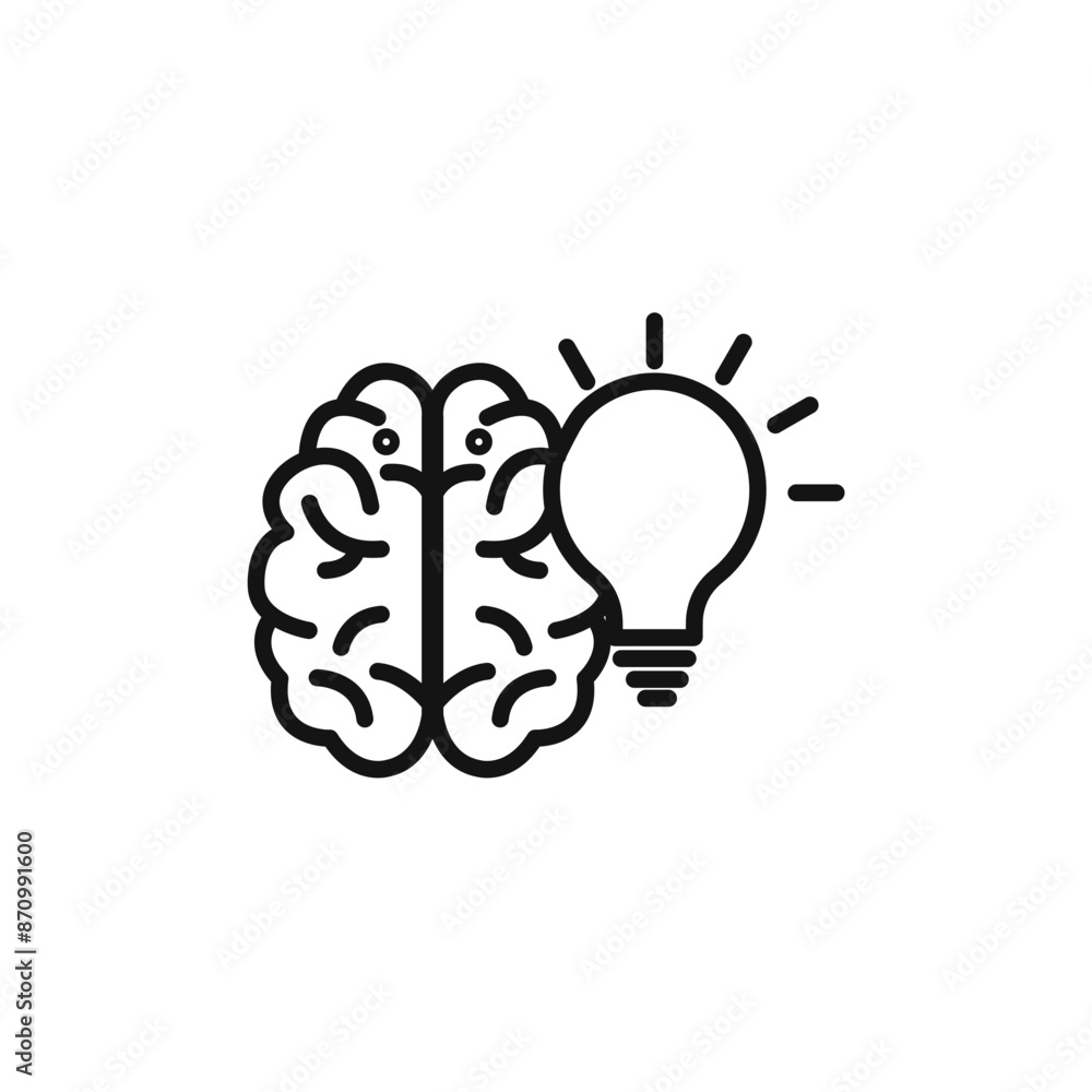 Poster brain idea icon vector set collection for web