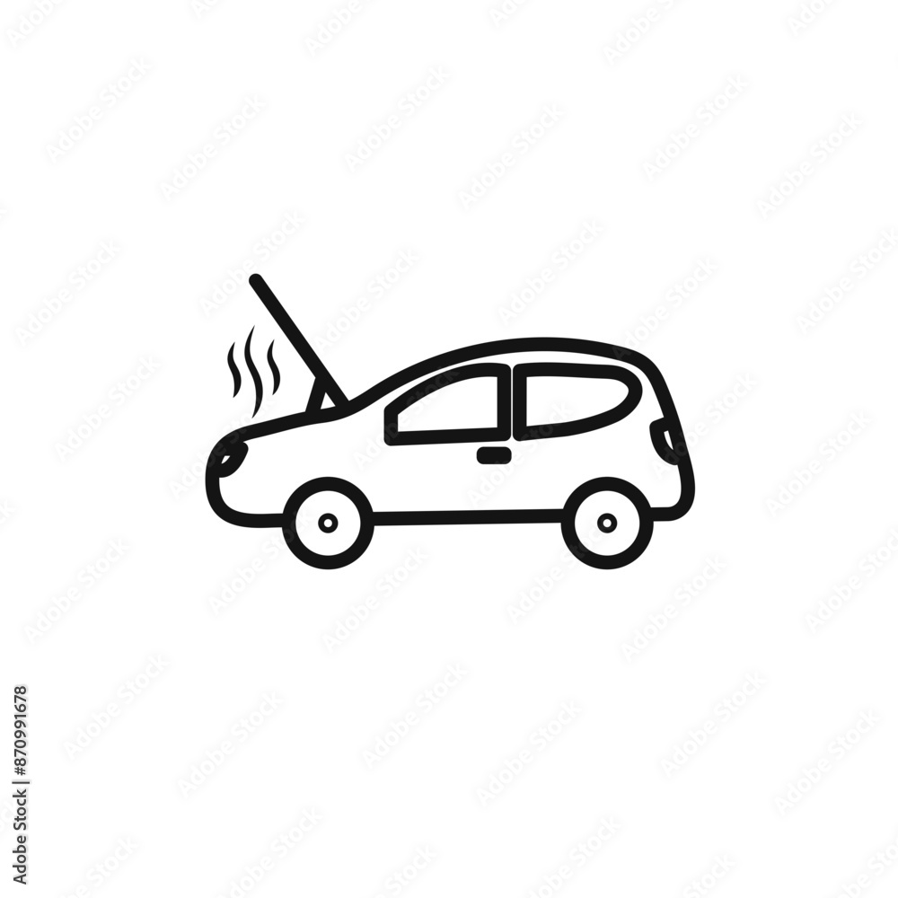 Poster broken car with open hood icon vector set collection for web