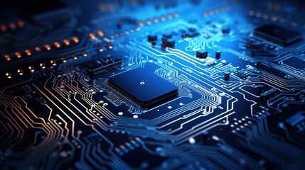 led tech blue background