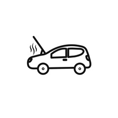 Broken car with open hood icon vector set collection for web