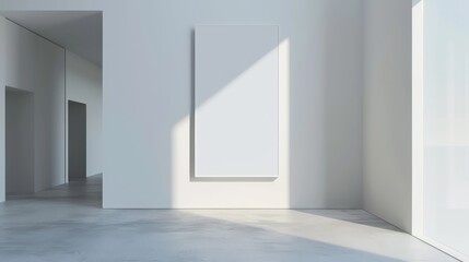 Fototapeta premium blank canvas mockup template with minimalistic interior on empty wall