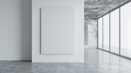 Fototapeta premium blank canvas mockup template with minimalistic interior on empty wall
