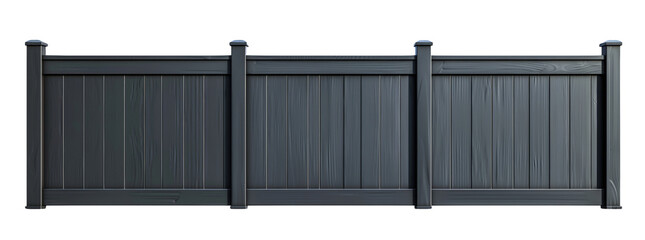 Modern black vinyl privacy fence panel for outdoor boundary and property security. Durable and stylish design for residential and commercial use.