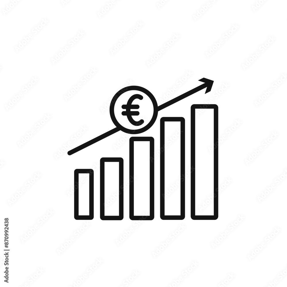 Poster euro chart icon vector set collection for web