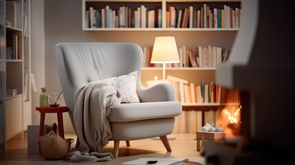 reading blurred family home interior