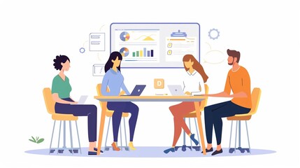 Immagine vettoriale di analisti finanziari che lavorano in squadra per un accordo di investimento