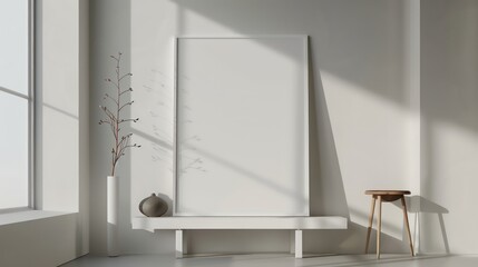 interior room concept with empty canvas for wall art, copy space