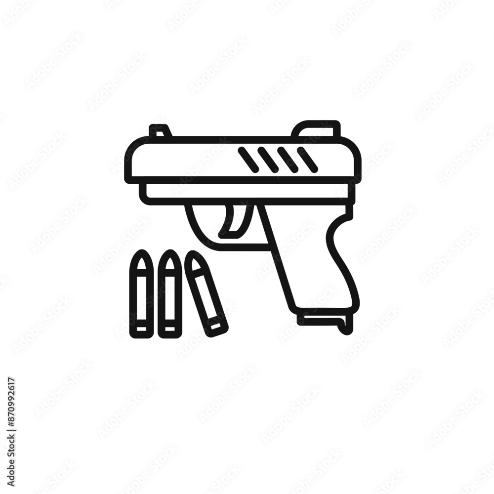 Poster gun with ammunition icon vector set collection for web