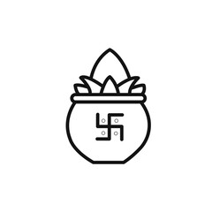 Kalash with coconut icon vector set collection for web