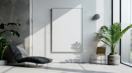 interior room concept with empty canvas for wall art, copy space