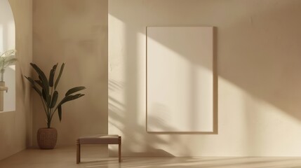 interior room concept with empty canvas for wall art, copy space