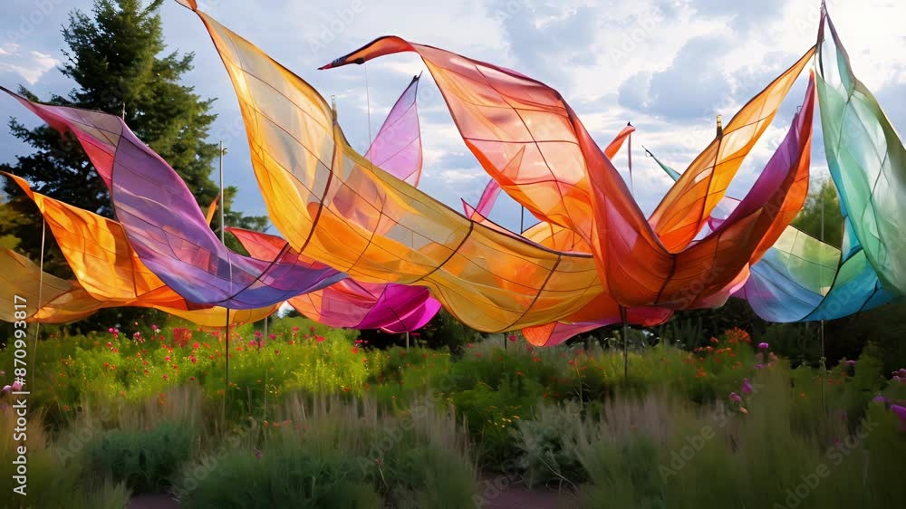 Poster a utopian garden of fabric each piece seemingly floating on its own yet all connected to form a beau