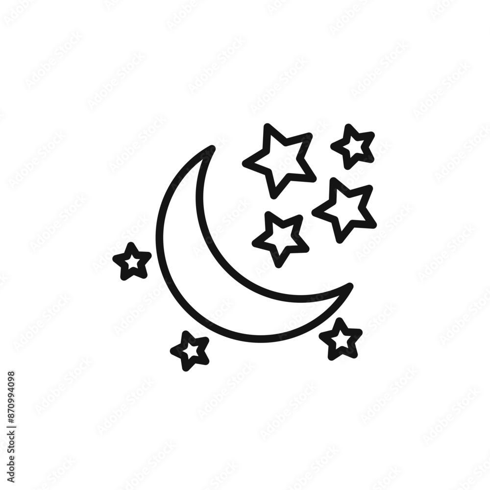 Poster moon and stars icon vector set collection for web