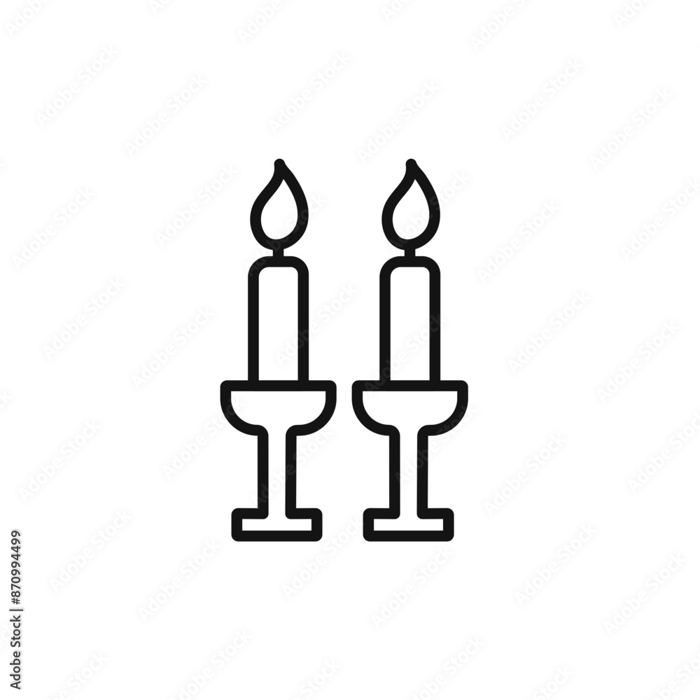 Poster shabbat candles icon vector set collection for web