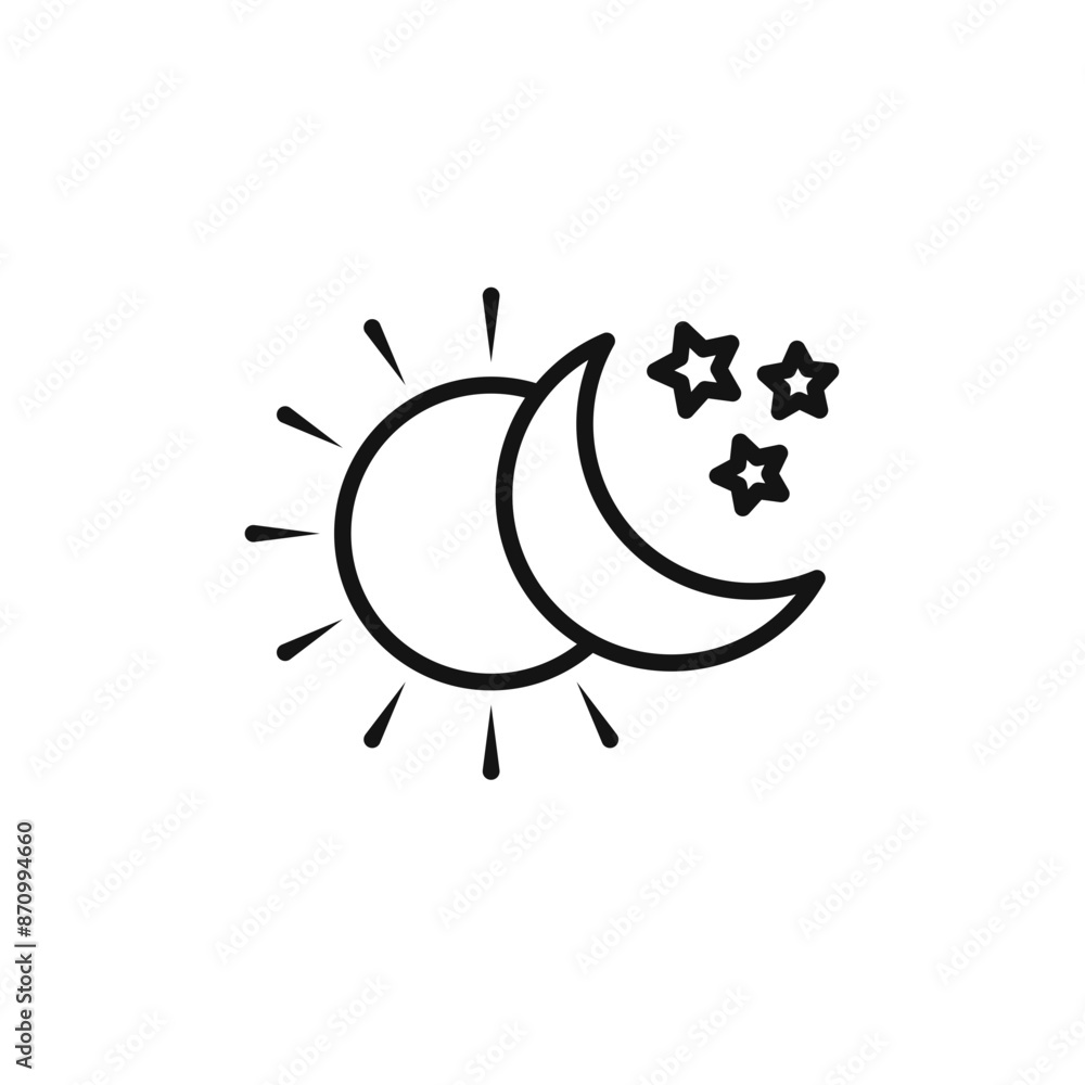 Poster sun and moon icon vector set collection for web