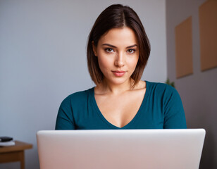 Naklejka premium person working on laptop