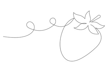 Single continuous line drawing of organic strawberry for fruit icon fresh berries fruitage concept 