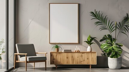 blank  canvas on empty wall design mockup, concept interior design minimalistic but modern