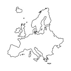 Europe hand drawn map, continent silhouette, stylized contour borders © Kostiantyn