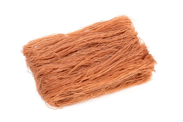 Dehydrated Brown Rice Vermicelli,Instant dry noodles on white background.