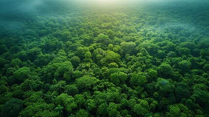 A realistic photo of a dense, thriving forest, symbolizing the success of conservation efforts and the importance of protecting natural habitats for future generations. , Minimalism,