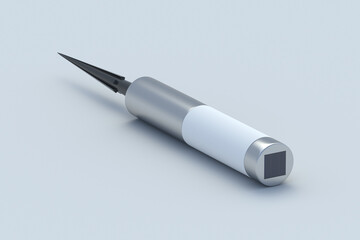 Garden path light with solar cell for garden on a gray background. Innovative technologies. Modern design. Courtyard or park lighting. Renewable electricity. 3d rendering