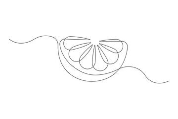 Vector abstract continuous one single line art drawing of icon orange fruit in sketch
