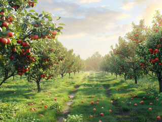 Apple Orchard, Generative AI Illustration