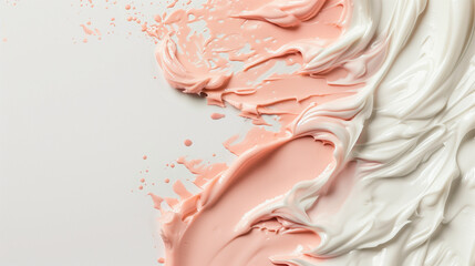 A stain of cosmetic cream is visible against the white canvas.