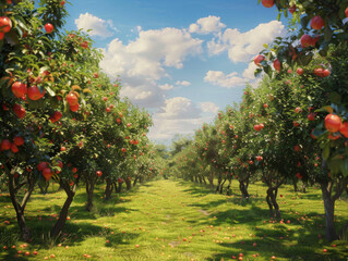Fototapeta premium Apple Orchard, Generative AI Illustration