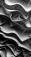 Obraz premium Abstract black and white flowing fabric texture, monochromatic art concept
