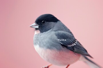Fototapeta premium Dark-eyed Junco, isolated on pastel background, stock photographic style
