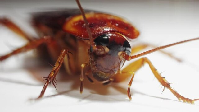 Detailed image of a cockroach on white background, highlighting its characteristics and features