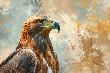 Fototapeta premium Golden Eagle, isolated on pastel background, stock photographic style