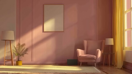 Fototapeta premium interior room empty wall copy space cozy and comfort interior decoration for creativity ideas home interior concept background