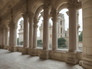 Obraz premium cloister of the cathedral of st john the baptist architecture, building, columns, column, arch, stone,Ai generated 