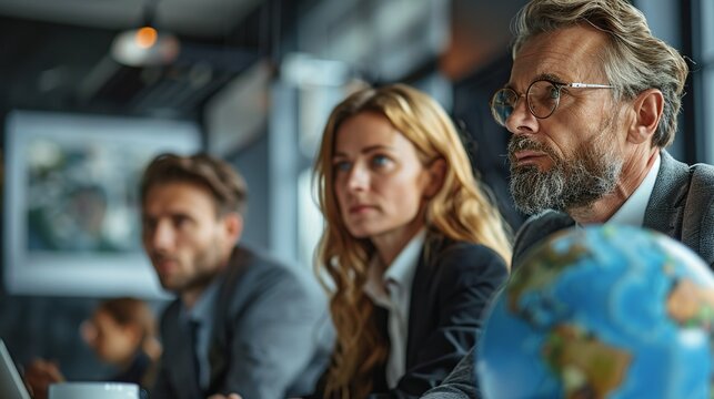 Realistic photo of environmental policy makers discussing the Kyoto Protocol, symbolizing international collaboration and commitment to addressing climate change. , Minimalism,