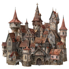 Fototapeta premium Detailed illustration of a whimsical medieval castle with towers, perfect for fantasy settings