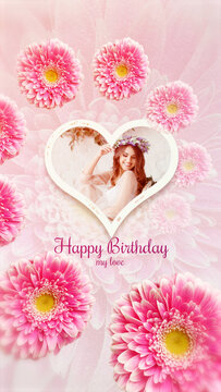 Love Confession Happy Birthday My Love. Vertical Stories Opener for Social Media.