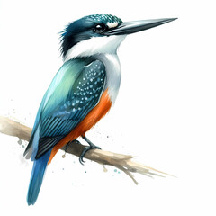 Fototapeta premium blue winged kingfisher image on white background