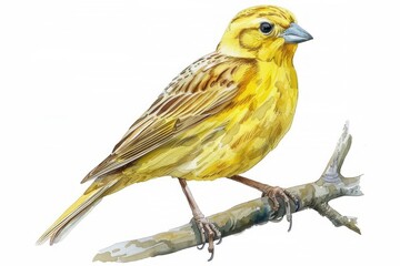 Fototapeta premium Yellowhammer, bird, Pastel-colored, in hand-drawn style, watercolor, isolated on white background