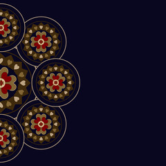 Abstract floral mandala pattern background, colorful geometric shaped wallpaper, graphic design illustration